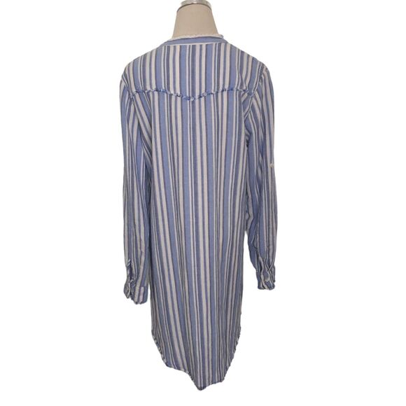 Cloth Stone Anthropologie Shirt Dress Blue Stripe Linen Blend Button Front Large - Picture 9 of 13